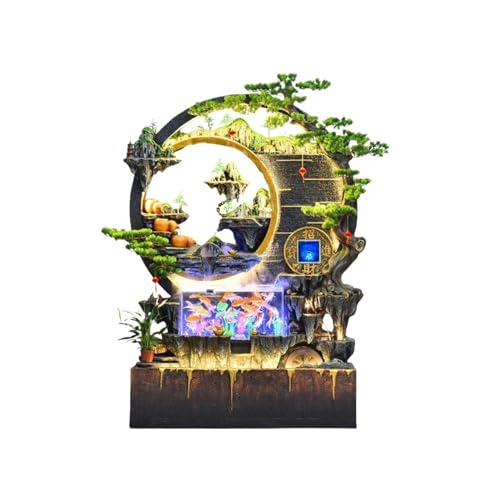 Außenbrunnen Großer bodenstehender Brunnen mit Steingarten, Wasserspiel-Wandschirm am Eingang, dekorative Ornamente for den Boden im Wohnzimmer, geeignet for, Balkon, Innenhof und Hotelclubs(Klein) von ZIGUIhsou-11