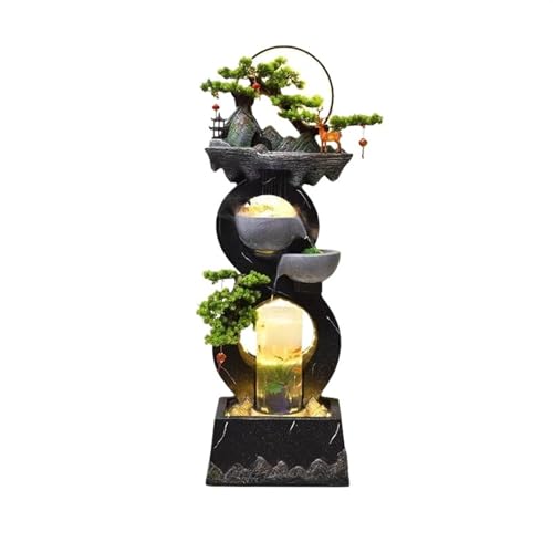 Außenbrunnen Wasserornamente, selbstzirkulierendes Wasser, modernes neues chinesisches Heimbüro-Aquarium, Bodenlandschaftsornamente im Freien(Schwarz,S) von ZIGUIhsou-11