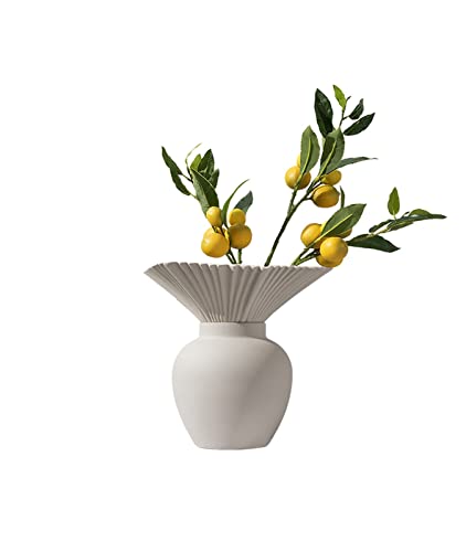Blumenvase Moderne Schlichte, weiße, mattierte Keramikvase, getrocknete Blumen, weiche Heimdekorations-Ornamente Vase zur Dekoration von ZIGUIhsou-11