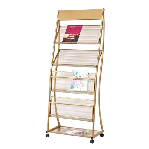 Bodenstehender Zeitschriftenständer Bodenstehender 4-Lagen-Ständer mit Rädern, Broschürenständer, Informationsständer aus hochhartem Metall, mobiler Zeitungsständer for Werbezwecke Zeitungsständer(Gol Bodenstehender Zeitschriftenständer Bodenstehender 4-Lagen-Ständer mit Rädern, Broschürenständer, Informationsständer aus hochhartem Metall, mobiler Zeitungsständer for Werbezwecke Zeitungsständer(Gol von ZIGUIhsou-11