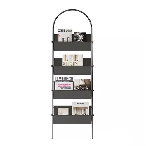 Bodenstehender Zeitschriftenständer Einfacher Zeitungsständer aus Metall, fallender unterirdischer Kunst-Bücherregal, Zeitschriftenständer an der Wand, Lagerregale, leichte, luxuriöse Bücher- und Zeit von ZIGUIhsou-11