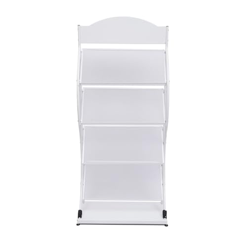 Bodenstehender Zeitschriftenständer Schwarz/Weiß 4-lagiges Zeitschriftenregal, Präsentationsständer, Bücherregal, Ständer, unteres Regal for Empfangsbereiche, Wartezimmer, Schulen Zeitungsständer(Weiß von ZIGUIhsou-11