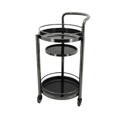 Kücheninselwagen 3-stöckiger runder Kaffee-Barwagen aus Metall, Mini-Rollwagen, abgestuftes Tablett for Kaffee-Bar-Tisch-Organizer, Heimküchenregal, 16,5 x 16,5 x 32,6 Zoll Rollender Küchenwagen(Schwa von ZIGUIhsou-11