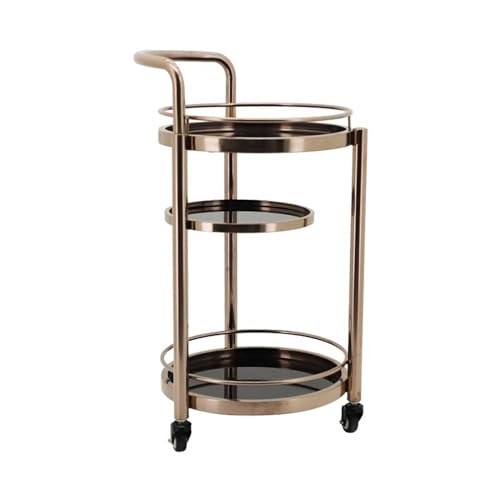 Kücheninselwagen 3-stöckiger runder Kaffee-Barwagen aus Metall, Mini-Rollwagen, abgestuftes Tablett for Kaffee-Bar-Tisch-Organizer, Heimküchenregal, 16,5 x 16,5 x 32,6 Zoll Rollender Küchenwagen(Gold) von ZIGUIhsou-11