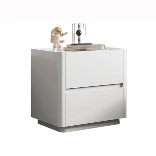 Nachttisch Weiß Rock Platte Holz Nachttisch Einfache Haushalt Schlafzimmer Nachttisch Lagerung Schrank(Groß) von ZIGUIhsou-11