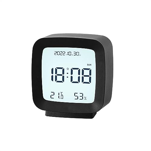 ZIGUIhsou-11 Analoger Wecker 1PC Digital Wecker Temperatur Luftfeuchtigkeit Kalender Woche Hintergrundbeleuchtung Desktop Elektronische Uhr 12/24H LED Uhr Retro-Alarm(Schwarz) von ZIGUIhsou-11