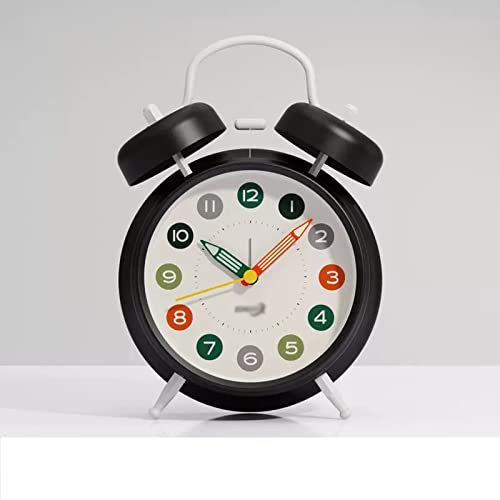 ZIGUIhsou-11 Analoger Wecker 4-Zoll-Doppelklingel, geräuschlos, Nicht tickend, batteriebetrieben, extra laut, mit Hintergrundbeleuchtung for Nachttisch, Schreibtisch Retro-Alarm(Schwarz) von ZIGUIhsou-11