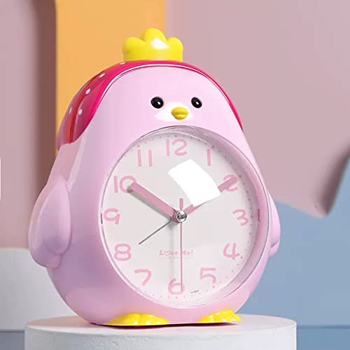 ZIGUIhsou-11 Analoger Wecker 4-Zoll-Wecker, analoger Wecker, Laute Tischuhr, süßer Küken-Wecker mit Nachtlicht, batteriebetrieben Retro-Alarm(Pink) von ZIGUIhsou-11