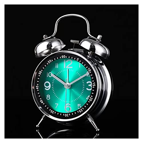 ZIGUIhsou-11 Analoger Wecker 4-Zoll-Wecker mit Doppelglocke, lauter Wecker mit Hintergrundbeleuchtung for Schlafzimmer, batteriebetrieben Retro-Alarm(Green) von ZIGUIhsou-11