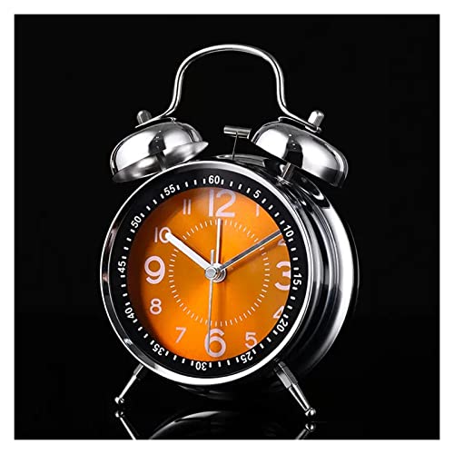ZIGUIhsou-11 Analoger Wecker 4-Zoll-Wecker mit Doppelglocke, lauter Wecker mit Hintergrundbeleuchtung for Schlafzimmer, batteriebetrieben Retro-Alarm(Orange) von ZIGUIhsou-11