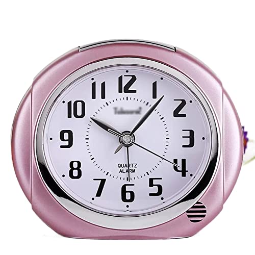 ZIGUIhsou-11 Analoger Wecker 4-Zoll-Wecker ohne Ticken mit Hintergrundbeleuchtung, lautlos ohne tickendes analoges Quarzwerk, batteriebetrieben Retro-Alarm(Pink) von ZIGUIhsou-11