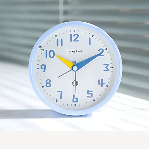 ZIGUIhsou-11 Analoger Wecker 5-Zoll-Wecker, tickt Nicht mit Nachtlicht, runder niedlicher Wecker, batteriebetrieben, tragbarer Wecker for den Schreibtisch im Schlafzimmer Retro-Alarm(Blue) von ZIGUIhsou-11