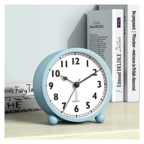 ZIGUIhsou-11 Analoger Wecker Analoger Wecker, kleine Uhr mit Nachtlicht, batteriebetrieben, for Wohnzimmer, Schlafzimmer, Schreibtisch Retro-Alarm(Blue,4.33inch) von ZIGUIhsou-11