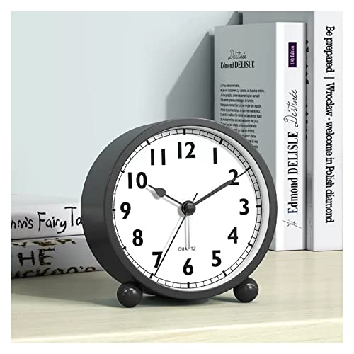 ZIGUIhsou-11 Analoger Wecker Analoger Wecker, kleine Uhr mit Nachtlicht, batteriebetrieben, for Wohnzimmer, Schlafzimmer, Schreibtisch Retro-Alarm(Schwarz,3.15inch) von ZIGUIhsou-11