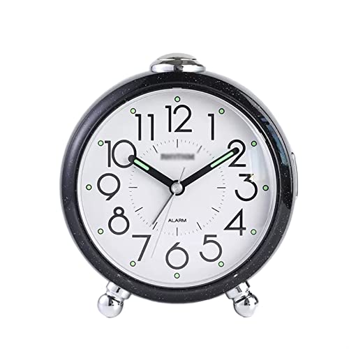 ZIGUIhsou-11 Analoger Wecker Analoger Wecker for Schlafzimmer, tickt Nicht, mit Nachtlicht, Schlummerfunktion, runder Wecker, batteriebetriebene Uhr for Schlafzimmer, Wohnzimmer Retro-Alarm(Schwarz) von ZIGUIhsou-11