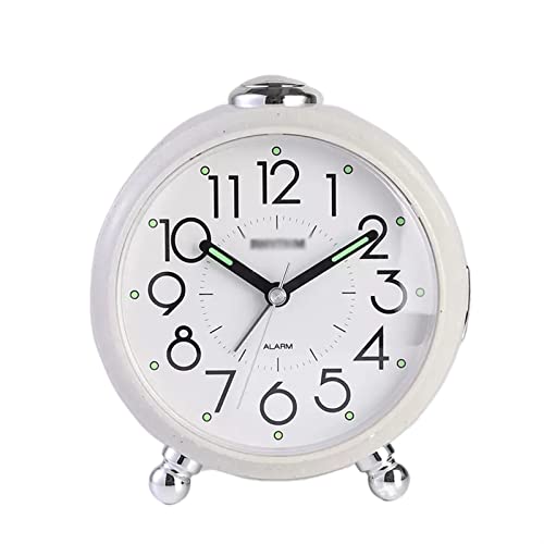 ZIGUIhsou-11 Analoger Wecker Analoger Wecker for Schlafzimmer, tickt Nicht, mit Nachtlicht, Schlummerfunktion, runder Wecker, batteriebetriebene Uhr for Schlafzimmer, Wohnzimmer Retro-Alarm(Weiß) von ZIGUIhsou-11