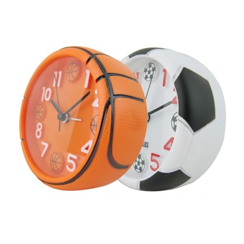 ZIGUIhsou-11 Analoger Wecker Basketball Fußball Form Sport Mode Kreative Wecker 3D Stereo Digital Uhr Retro-Alarm(Weiß) von ZIGUIhsou-11