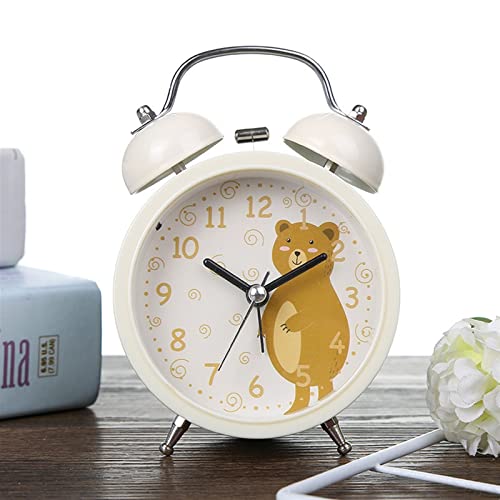 ZIGUIhsou-11 Analoger Wecker Cartoon Wecker Schlafzimmer Nachttisch Metallglocke Kleiner Wecker Kinder Schönes Tiermuster Mit Nachtlicht Wecker Retro-Alarm(Yellow) von ZIGUIhsou-11