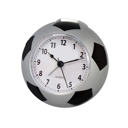 ZIGUIhsou-11 Analoger Wecker Fußball Kreative Tisch Uhr Vereinfachte Student Stille Wecker Home Desktop Cartoon Spaß Zeit Englisch Uhr Retro-Alarm(Silvery) von ZIGUIhsou-11