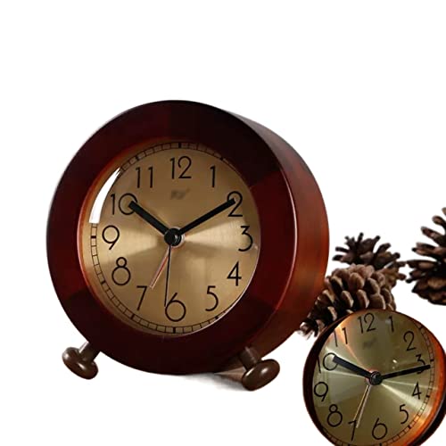 ZIGUIhsou-11 Analoger Wecker Holzwecker, leise, Nicht tickende kleine Uhr mit Nachtlicht, batteriebetrieben, geeignet for Schlafzimmer, Büroschreibtische Retro-Alarm von ZIGUIhsou-11