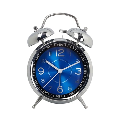 ZIGUIhsou-11 Analoger Wecker Iron Art Student Kleiner Wecker Stille Mode Tischuhr Desktop Kreative Glow Pointer Quarzuhr Retro-Alarm(Blue) von ZIGUIhsou-11