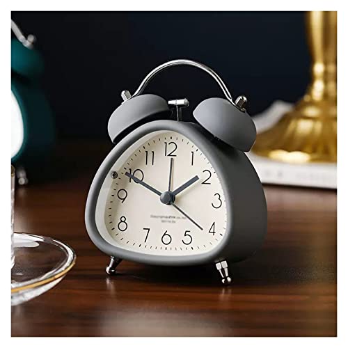 ZIGUIhsou-11 Analoger Wecker Kleiner dreieckiger analoger Wecker mit Zwei Glocken, mit Hintergrundbeleuchtung und lautem Alarm, batteriebetrieben, Robustheit, einfache Einstellung Retro-Alarm(Grigio) von ZIGUIhsou-11