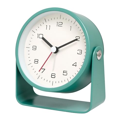 ZIGUIhsou-11 Analoger Wecker Kreativer Kleiner Wecker aus Metall, speziell for Studenten, geräuschlose Tischuhr, minimalistische Quarzuhr for Zimmer, Schreibtisch, Bürodekoration Retro-Alarm(Green) von ZIGUIhsou-11