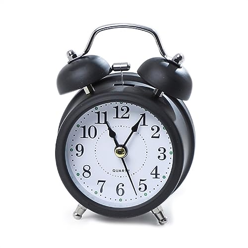 ZIGUIhsou-11 Analoger Wecker Lauter Retro-Wecker, Doppelglocke, batteriebetrieben, Nachttisch-Schreibtisch-Ornament for Zuhause, Klassenzimmer, Dekoration, Geschenk Retro-Alarm(Schwarz) von ZIGUIhsou-11