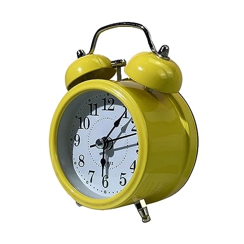ZIGUIhsou-11 Analoger Wecker Lauter Retro-Wecker, Doppelglocke, batteriebetrieben, Nachttisch-Schreibtisch-Ornament for Zuhause, Klassenzimmer, Dekoration, Geschenk Retro-Alarm(Yellow) von ZIGUIhsou-11