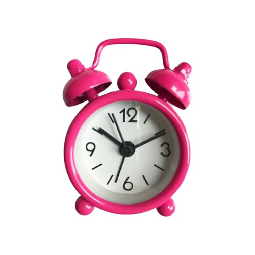 ZIGUIhsou-11 Analoger Wecker Mini-Wecker aus Metall, klein, kreativer, runder Wecker mit blauem Quarz, tragbare Schreibtischdekoration, Heimdekoration Retro-Alarm(Pink) von ZIGUIhsou-11