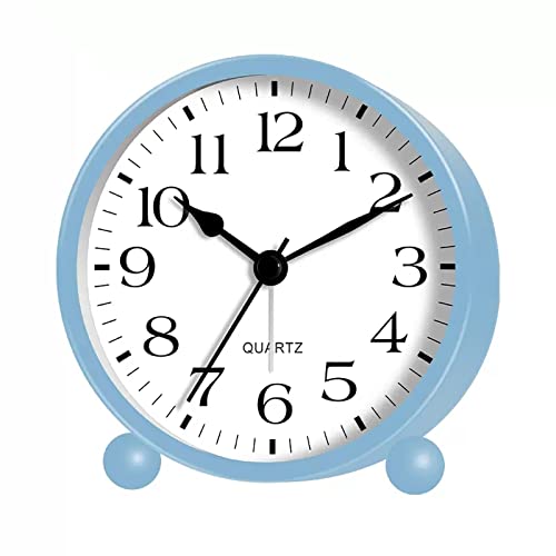 ZIGUIhsou-11 Analoger Wecker Runder leiser analoger Wecker ohne Ticken, mit Nachtlicht, batteriebetrieben, einfache Einstellung, for Schreibtisch, Schlafzimmer und Heimdekoration Retro-Alarm(Blue) von ZIGUIhsou-11