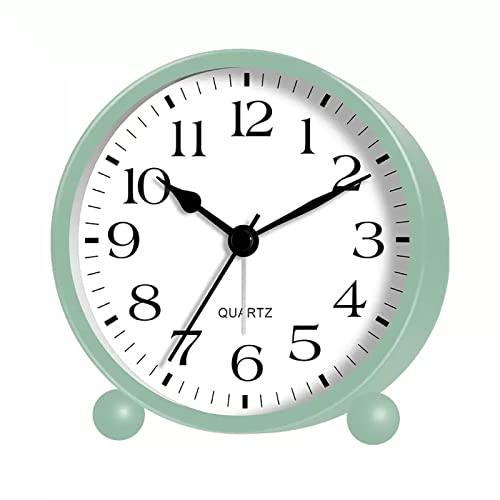 ZIGUIhsou-11 Analoger Wecker Runder leiser analoger Wecker ohne Ticken, mit Nachtlicht, batteriebetrieben, einfache Einstellung, for Schreibtisch, Schlafzimmer und Heimdekoration Retro-Alarm(Green) von ZIGUIhsou-11