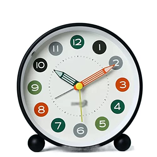 ZIGUIhsou-11 Analoger Wecker Superleise, Nicht tickende kleine Uhr mit Nachtlicht, batteriebetrieben, Schlichtes Design, for Schlafzimmer, Nachttisch, Schreibtisch Retro-Alarm(Schwarz) von ZIGUIhsou-11