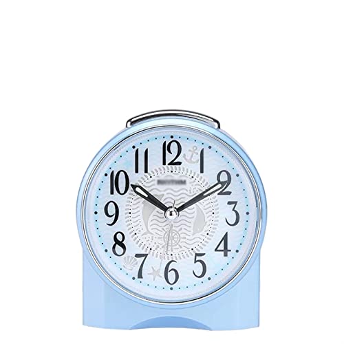 ZIGUIhsou-11 Analoger Wecker Superleiser Wecker, runder Wecker mit Nachtlicht, batteriebetrieben, einfach einzustellen, for Schreibtisch, Schlafzimmer und Heimdekoration Retro-Alarm(Blue) von ZIGUIhsou-11