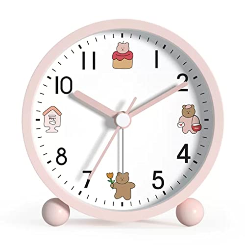 ZIGUIhsou-11 Analoger Wecker Wecker 4,3 Zoll Nachttisch-Analog-Wecker for Schlafzimmer Batteriebetriebene runde Uhr mit Hintergrundbeleuchtung Retro-Alarm(Pink) von ZIGUIhsou-11