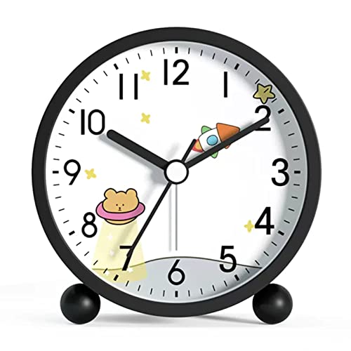 ZIGUIhsou-11 Analoger Wecker Wecker 4,3 Zoll Nachttisch-Analog-Wecker for Schlafzimmer Batteriebetriebene runde Uhr mit Hintergrundbeleuchtung Retro-Alarm(Schwarz) von ZIGUIhsou-11