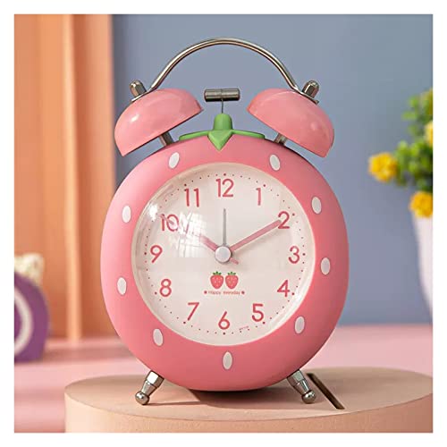 ZIGUIhsou-11 Analoger Wecker Wecker Double Bell Home Desktop Wecker Schreibtisch Tisch Analoguhr Silent mit Nachtlicht Retro-Alarm(Pink) von ZIGUIhsou-11