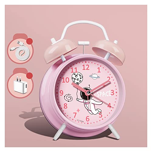 ZIGUIhsou-11 Analoger Wecker Wecker for schwere Schläfer, Erwachsene, Kinder, Schlafzimmer, Teenager, tickt Nicht laut, Wecker mit Zwei Glocken und Hintergrundbeleuchtung Retro-Alarm(Pink) von ZIGUIhsou-11