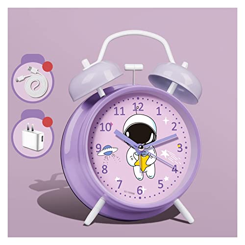 ZIGUIhsou-11 Analoger Wecker Wecker for schwere Schläfer, Erwachsene, Kinder, Schlafzimmer, Teenager, tickt Nicht laut, Wecker mit Zwei Glocken und Hintergrundbeleuchtung Retro-Alarm(Purple) von ZIGUIhsou-11