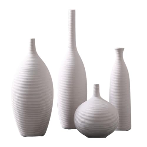 ZIGUIhsou-11 Blumenvase 4er Set Vintage Weiß Schlicht Embryo Keramikvase Wohnzimmer Tischdekoration Vase zur Dekoration von ZIGUIhsou-11
