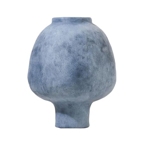 ZIGUIhsou-11 Blumenvase Einfarbig Retro Keramik Vase Wohnzimmer Desktop Dekorative Ornamente Möbel Studie Büro Einfache Blume Anordnung Vase zur Dekoration(Blue) von ZIGUIhsou-11