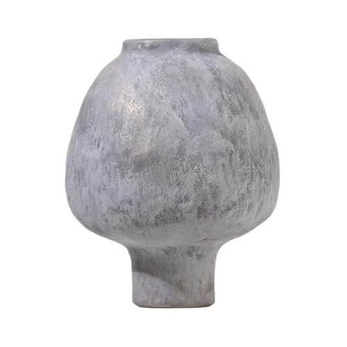 ZIGUIhsou-11 Blumenvase Einfarbig Retro Keramik Vase Wohnzimmer Desktop Dekorative Ornamente Möbel Studie Büro Einfache Blume Anordnung Vase zur Dekoration(Grigio) von ZIGUIhsou-11
