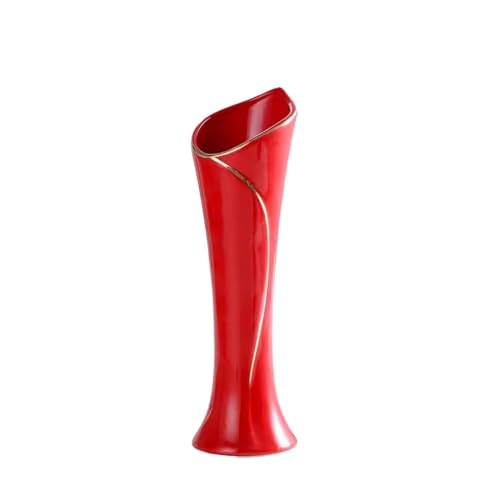ZIGUIhsou-11 Blumenvase Keramikvase, Dekoration, Wohnzimmer, Blumenarrangement, Trockenblumen, Esstisch, TV-Schrank, Dekoration Vase zur Dekoration(Red) von ZIGUIhsou-11