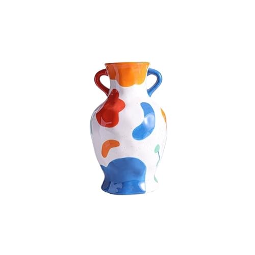 ZIGUIhsou-11 Blumenvase Keramikvase Arrangement Wohnzimmer Home Dekoration Blumenarrangement Bunte Blumenmuster Vase zur Dekoration von ZIGUIhsou-11