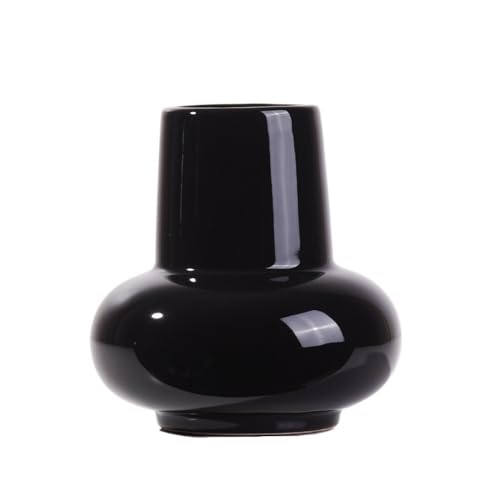 ZIGUIhsou-11 Blumenvase Schwarz/weiß Glänzend Keramik Vase Anordnung Wohnzimmer Blume Anordnung Geometrische Dekoration Hause Vase zur Dekoration(Schwarz) von ZIGUIhsou-11