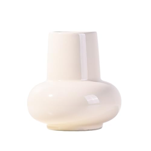 ZIGUIhsou-11 Blumenvase Schwarz/weiß Glänzend Keramik Vase Anordnung Wohnzimmer Blume Anordnung Geometrische Dekoration Hause Vase zur Dekoration(Weiß) von ZIGUIhsou-11