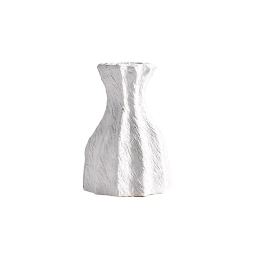 ZIGUIhsou-11 Blumenvase Unregelmäßigen Weißen Vintage Groben Keramik Vase Reinem Weiß Blume Anordnung Desktop Anordnung Vase zur Dekoration von ZIGUIhsou-11