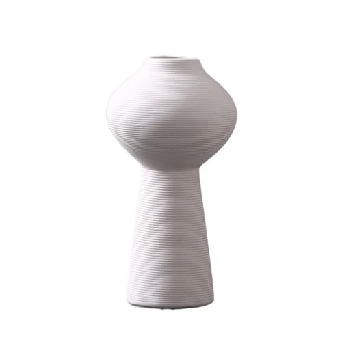 ZIGUIhsou-11 Blumenvase Unregelmäßiges rundes Vintage-Blumenarrangement aus weißer Keramik for Zuhause, Wohnzimmer und Eingangsbereich Vase zur Dekoration von ZIGUIhsou-11
