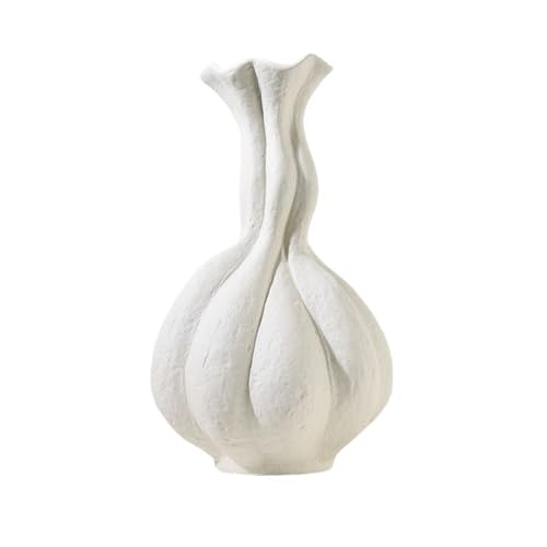 ZIGUIhsou-11 Blumenvase Vintage Keramik Vase mit Spitze Reine Weiße Blume Anordnung Desktop Unregelmäßige Ornament Vase zur Dekoration von ZIGUIhsou-11