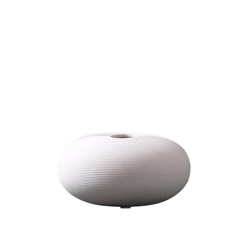 ZIGUIhsou-11 Blumenvase Vintage Runde Weiße Keramik Vase Wohnzimmer Arrangement Blumenarrangement Blumengesteck Vase zur Dekoration von ZIGUIhsou-11